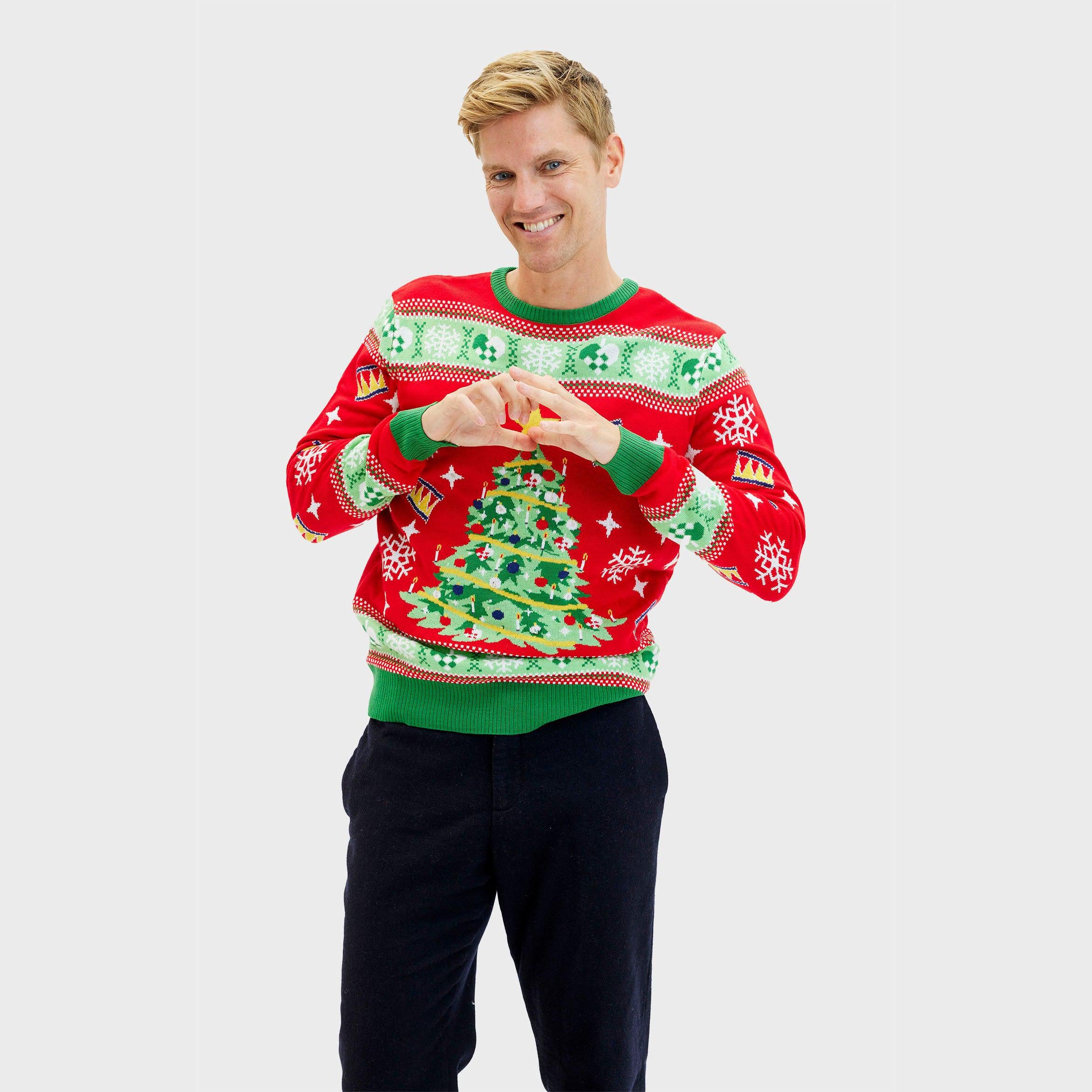 Pull De Noël De L'arbre Rouge - Homme