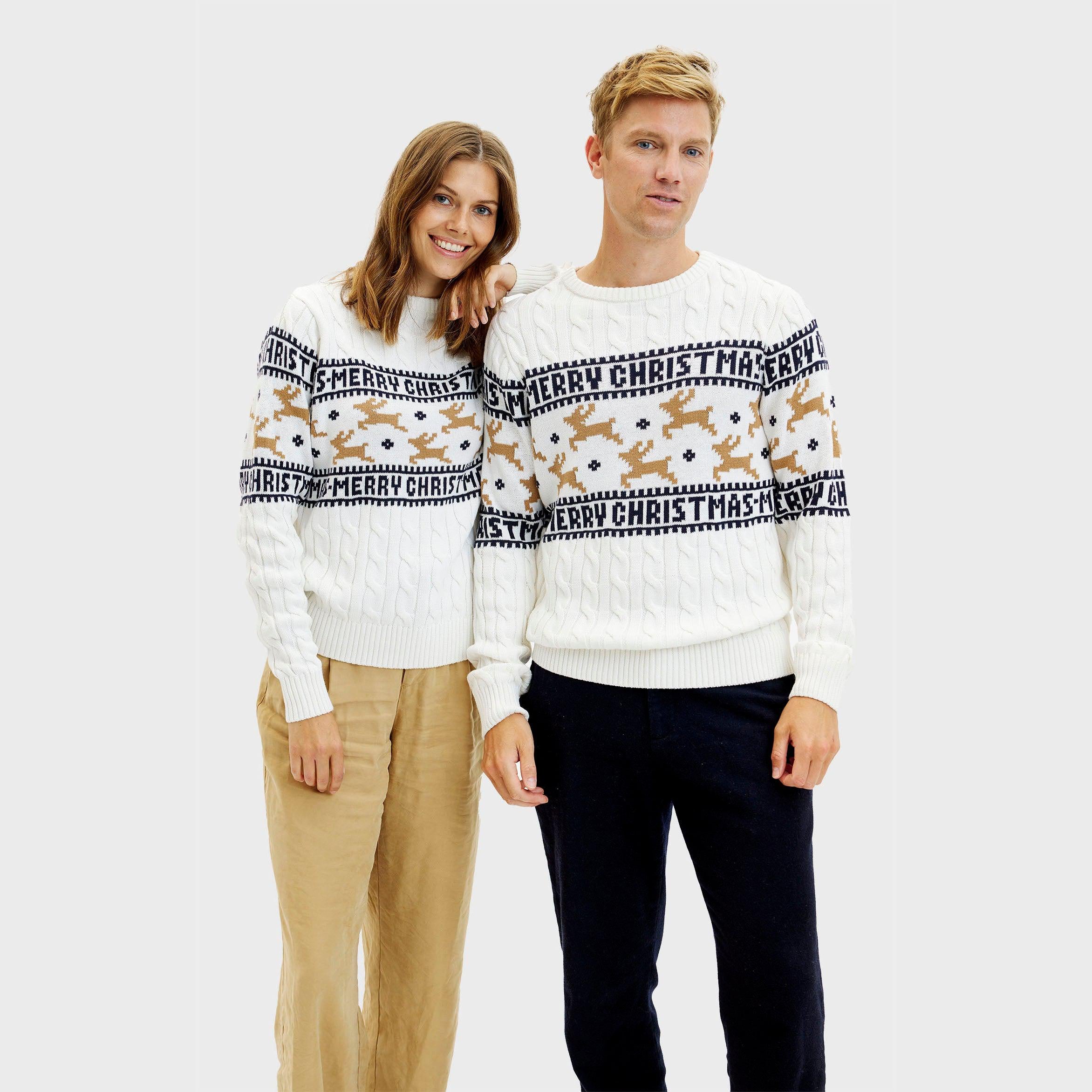 De Elegante Kersttrui Wit - Heren