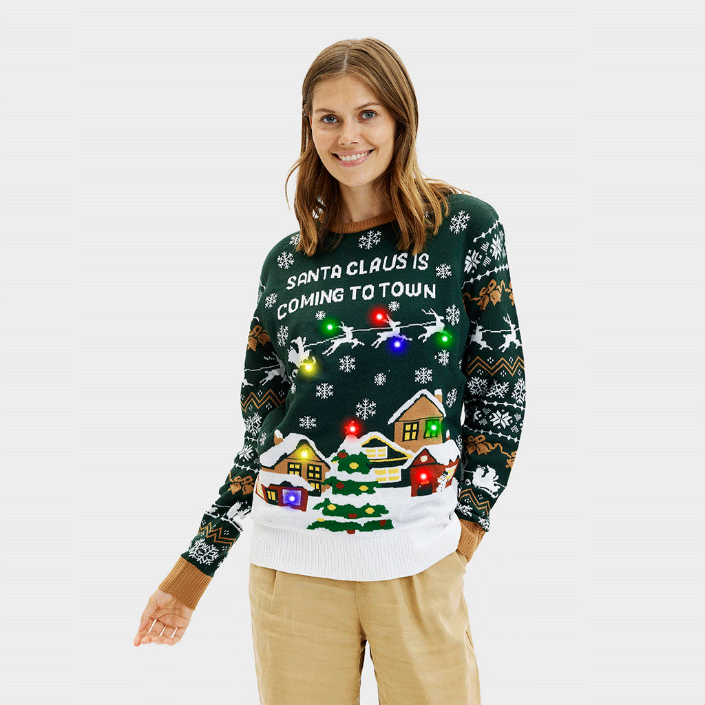 Santa Claus Is Coming To Town LED Groen - Dames