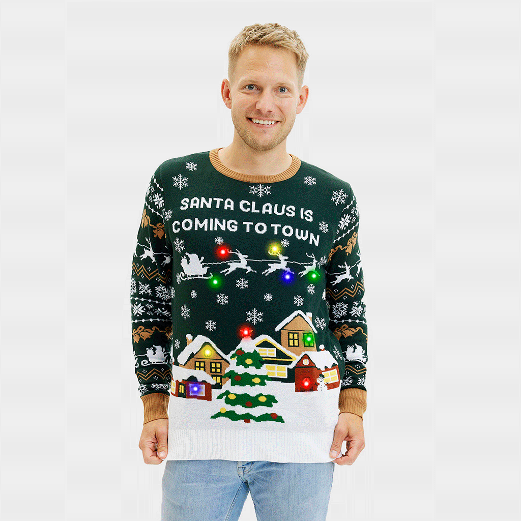 Santa Claus Is Coming To Town LED Groen - Heren
