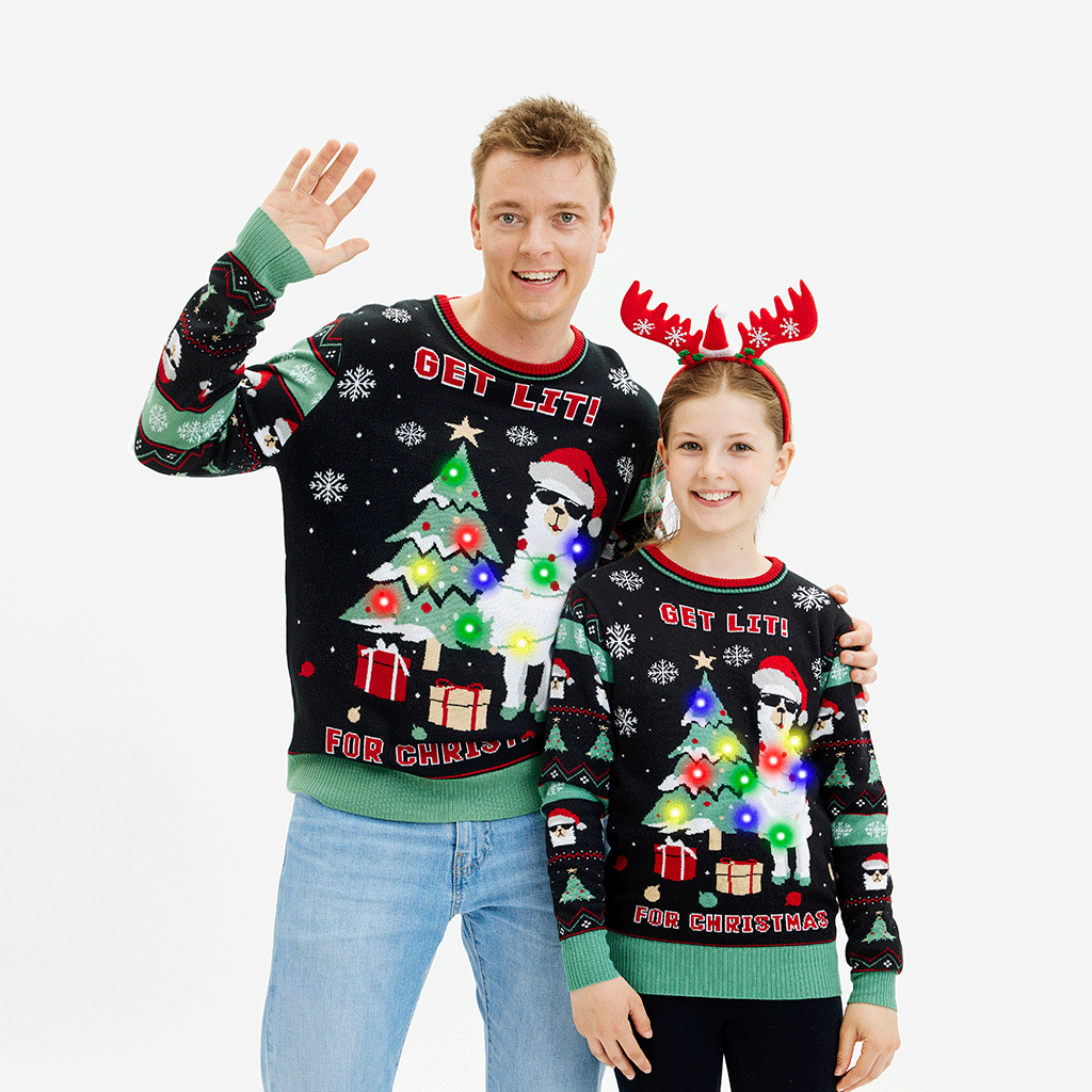 Get Lit Llama Christmas Kersttrui - Heren