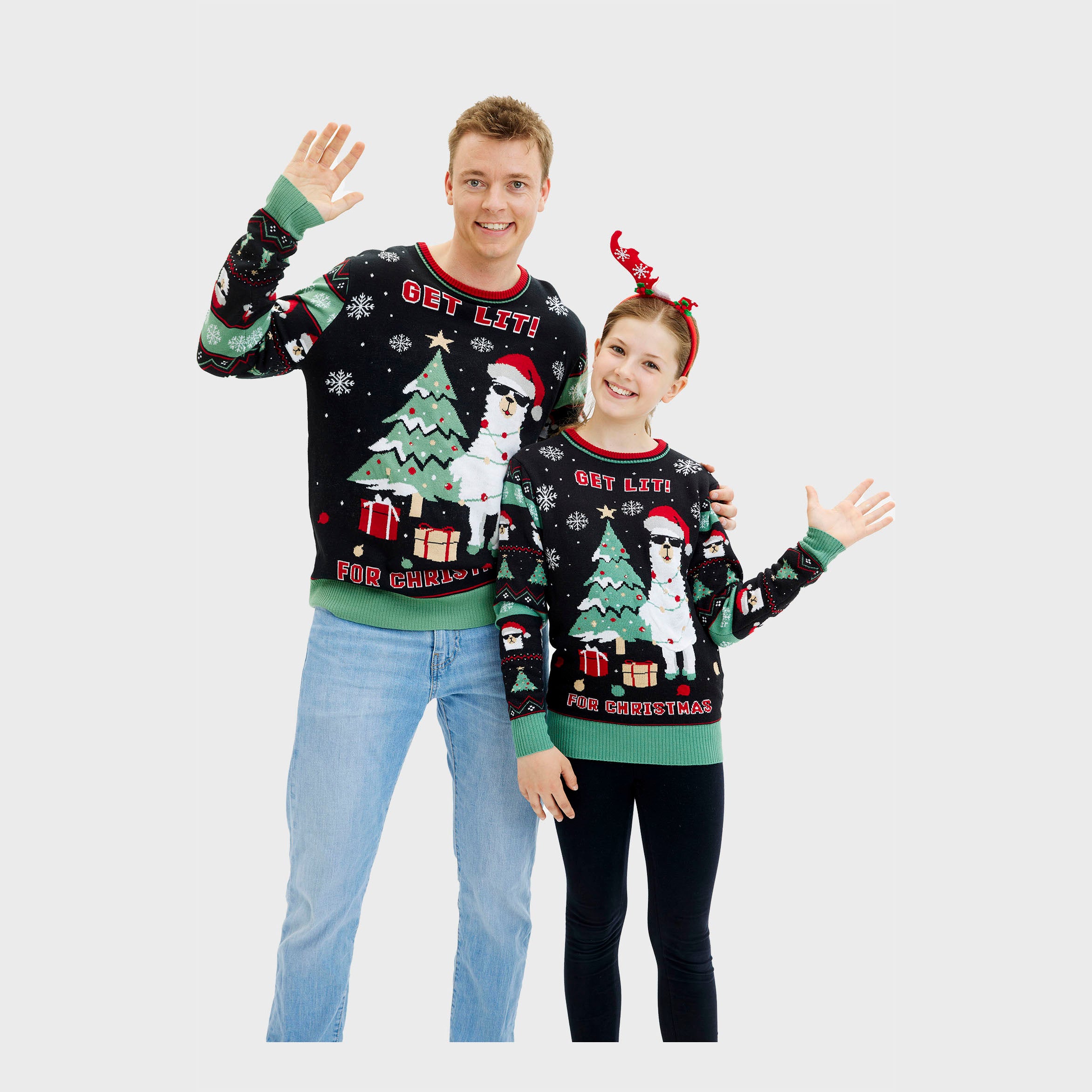 Get Lit Llama Christmas Kersttrui - Heren