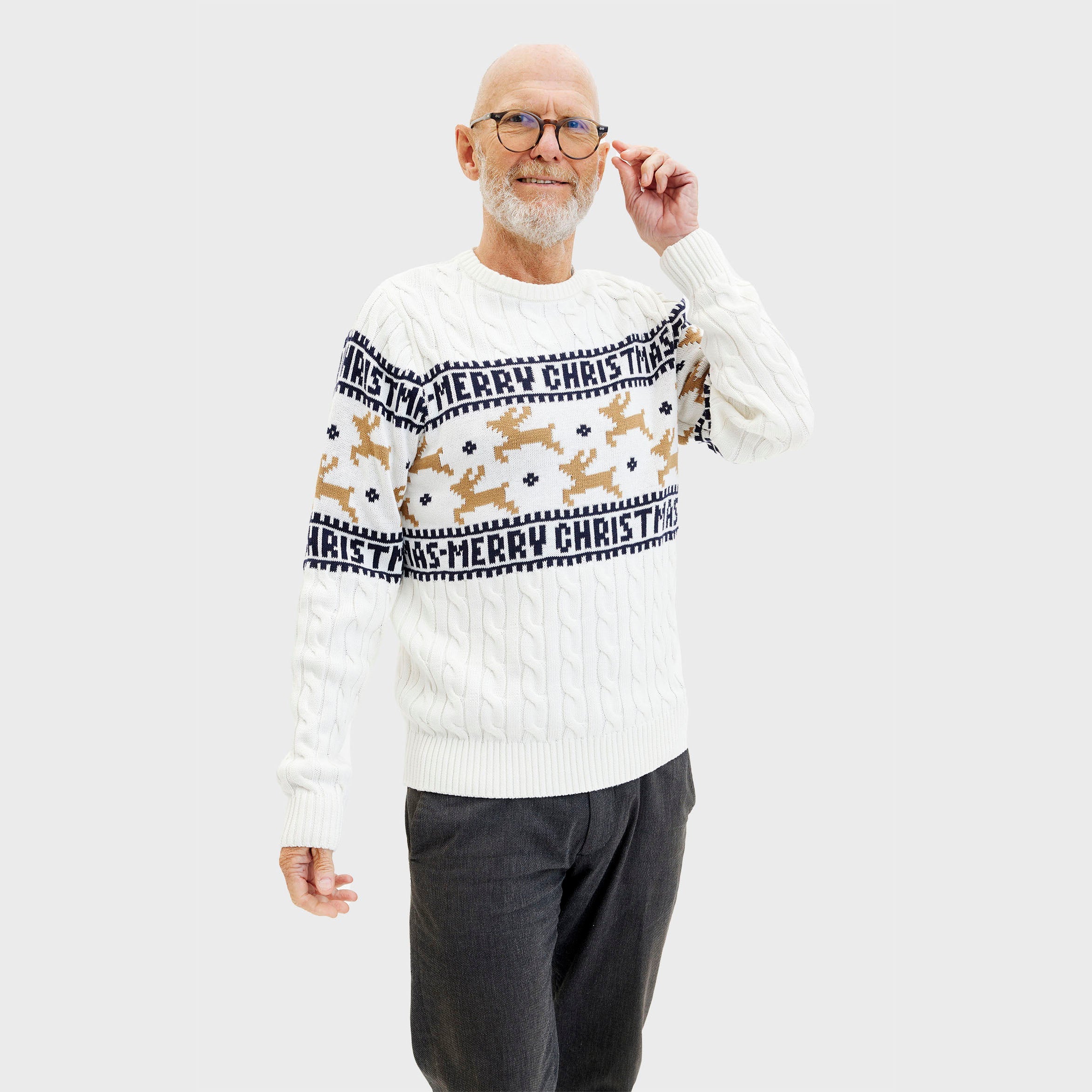 De Elegante Kersttrui Wit - Heren.
