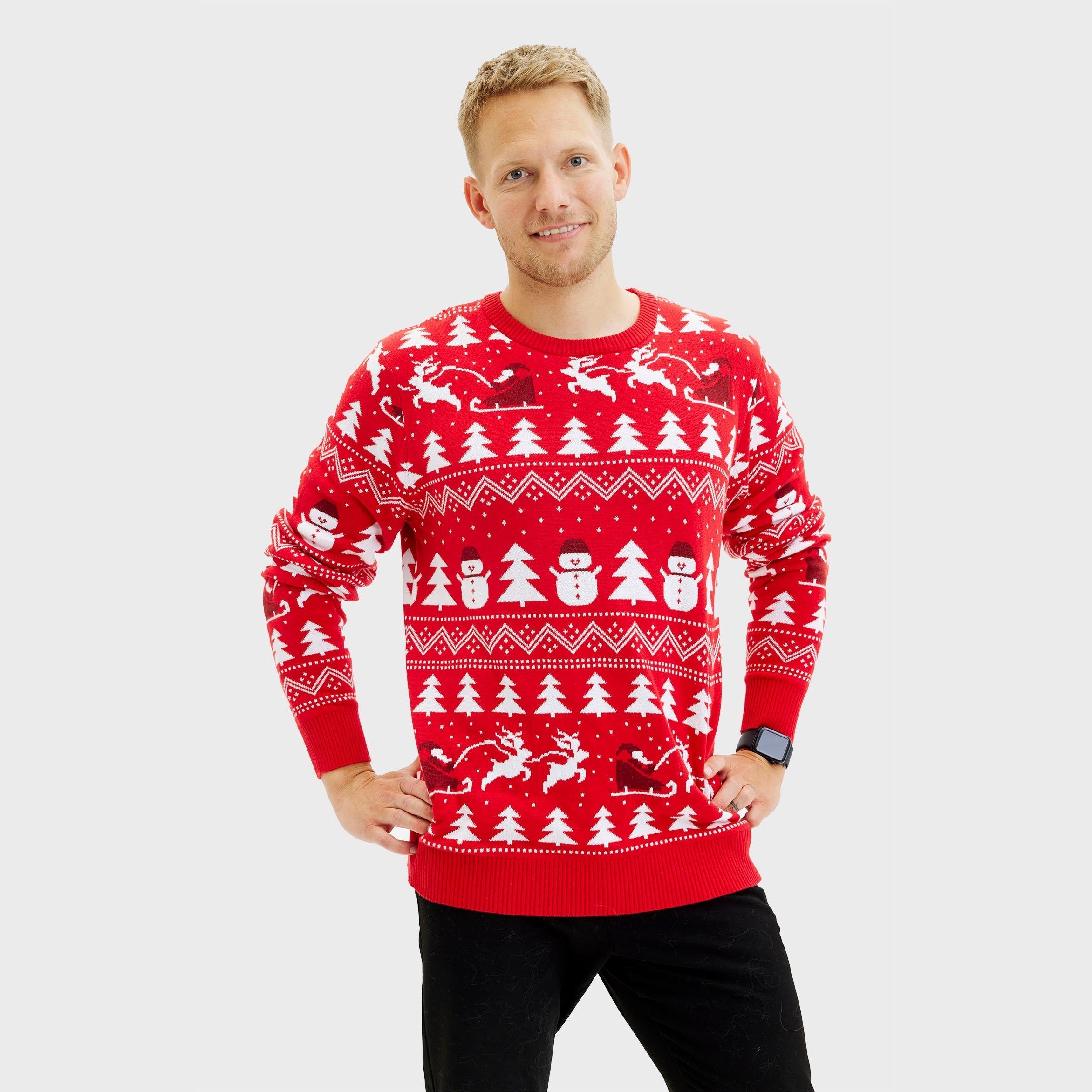 De stijlvolle kersttrui rood- Heren.