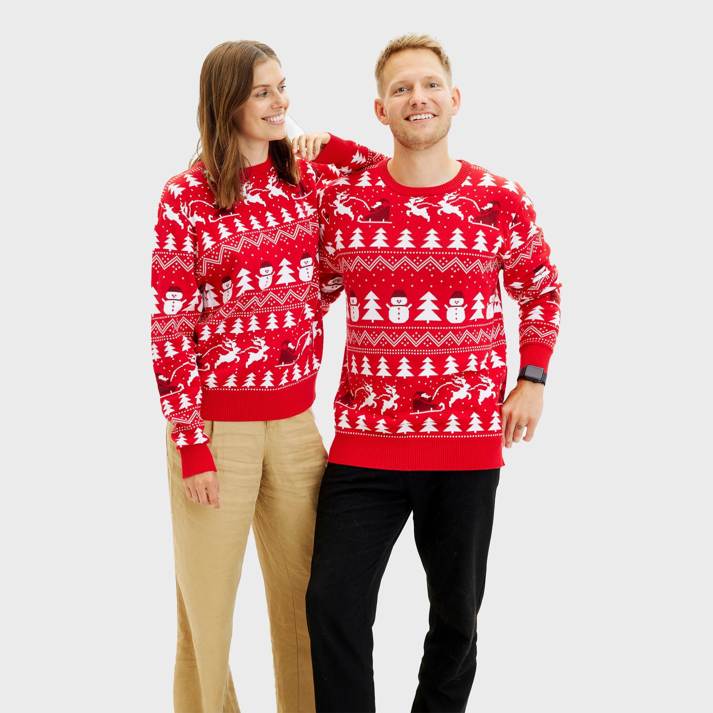 De stijlvolle kersttrui rood- Heren