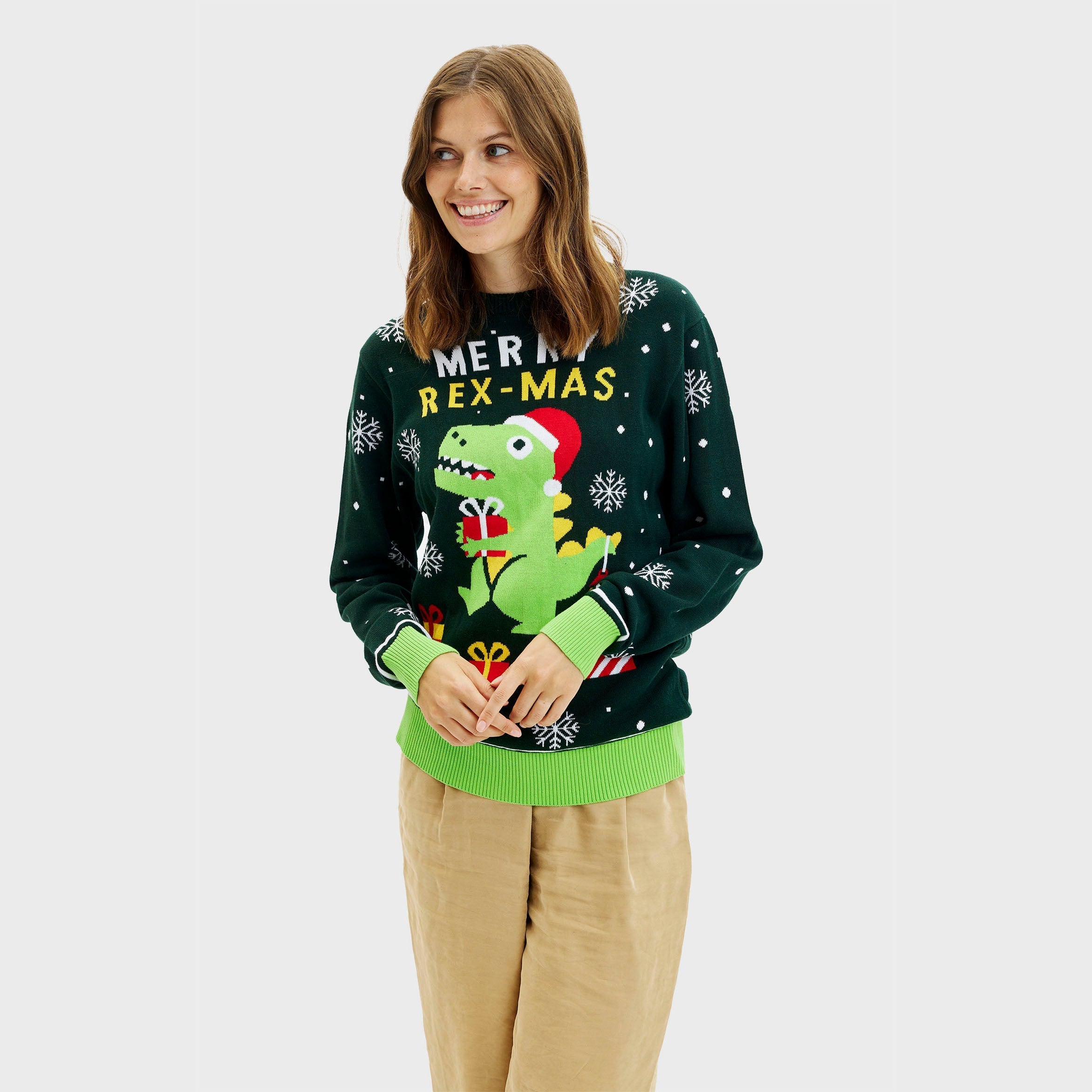 Leuke dino kersttrui - Dames.