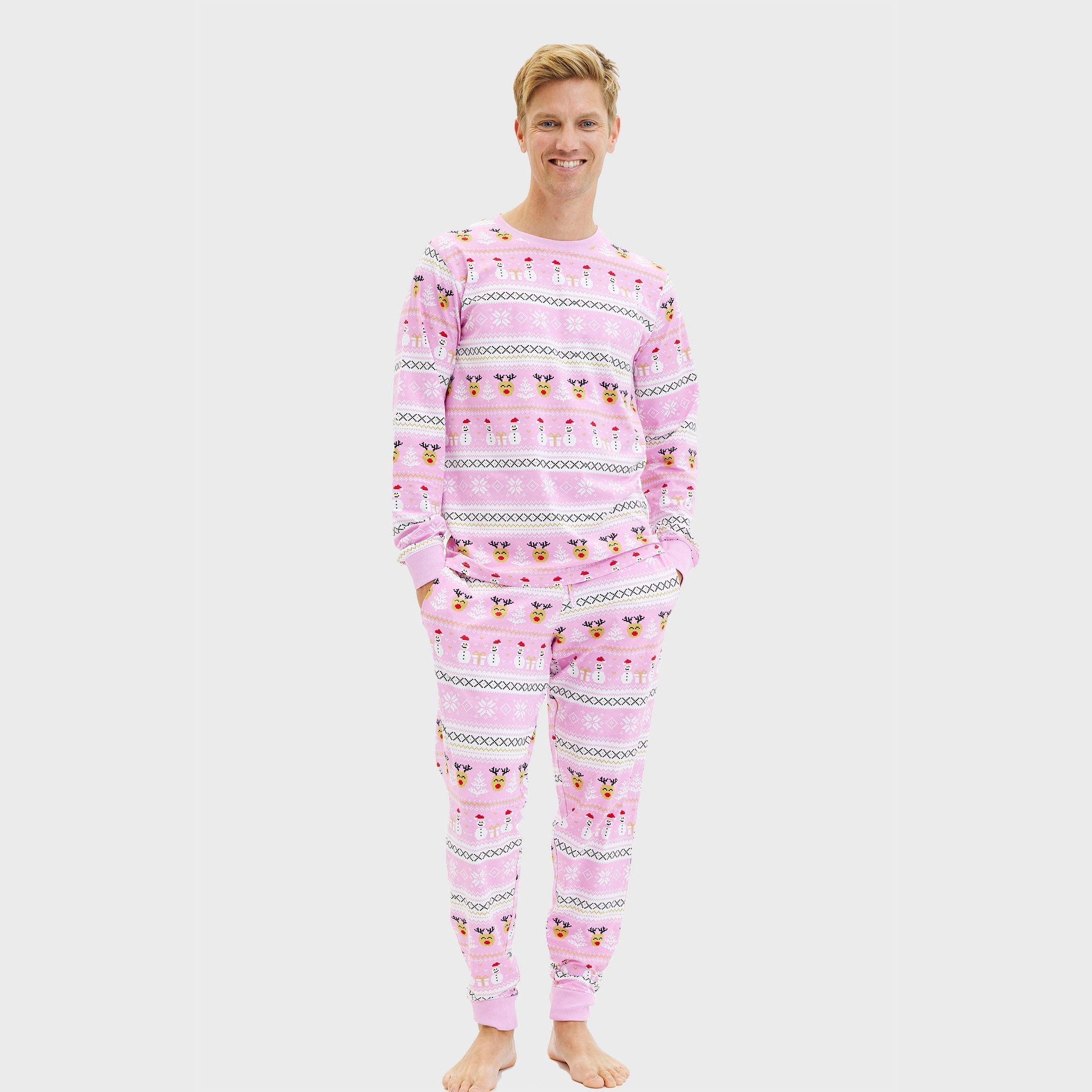 Ultieme kerstpyjama roze - Heren