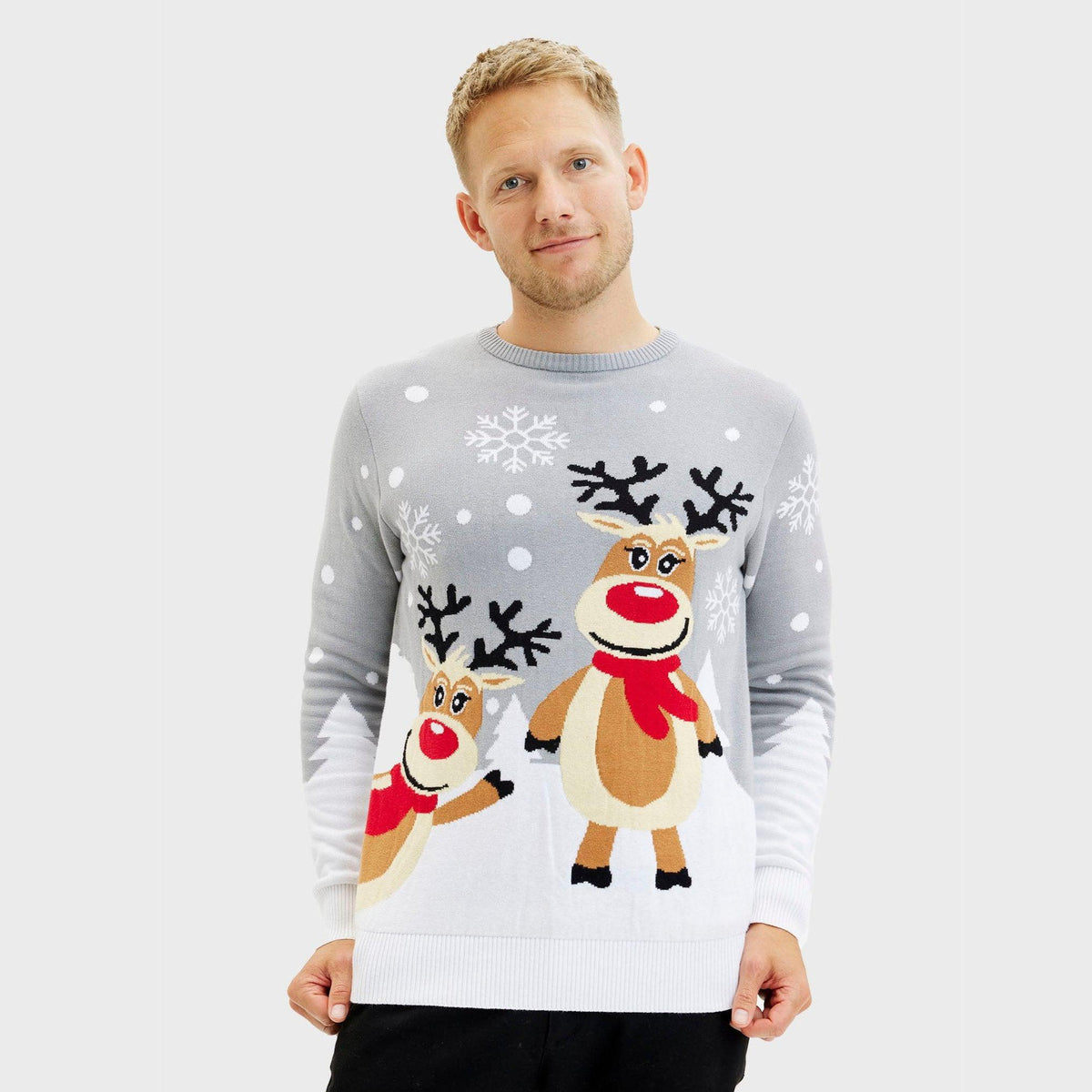Pull Noël Homme Rudolf Renne Sweat à Capuche Drôle Molleton Chaud Xmas Patchwork