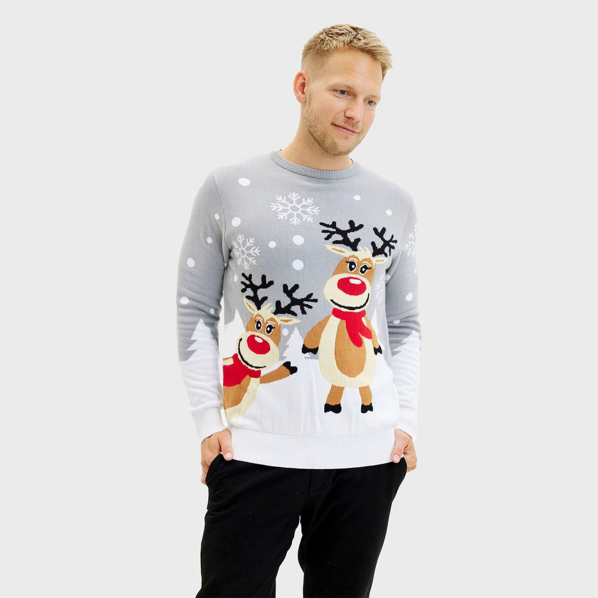 Pull De Noël Humoristique Pour Homme Taille M - Motif Santa (Père Noël) Et Rennes, Acrylique, Neuf Avec étiquettes