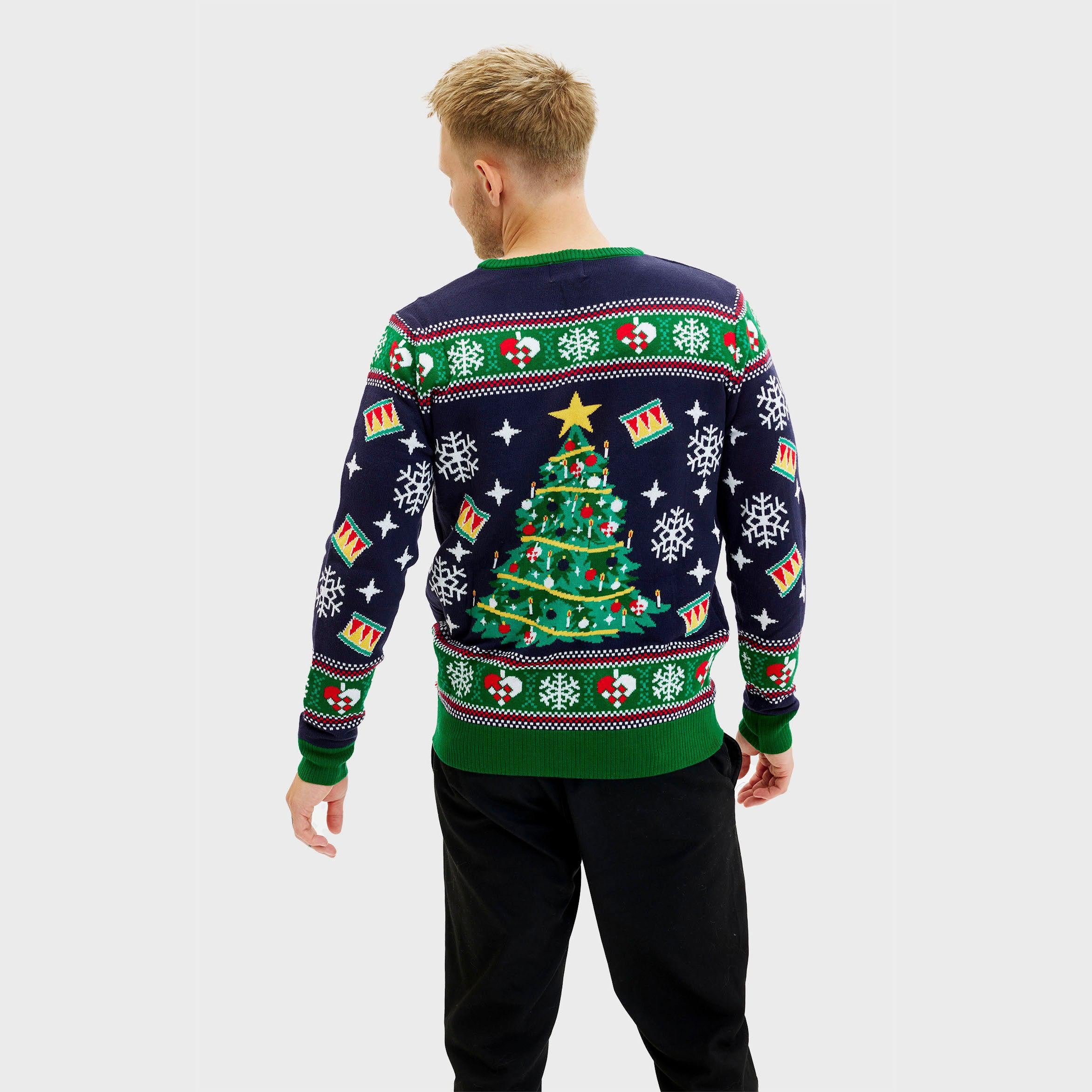 Pull De Noël De L'arbre LED Bleu - Homme