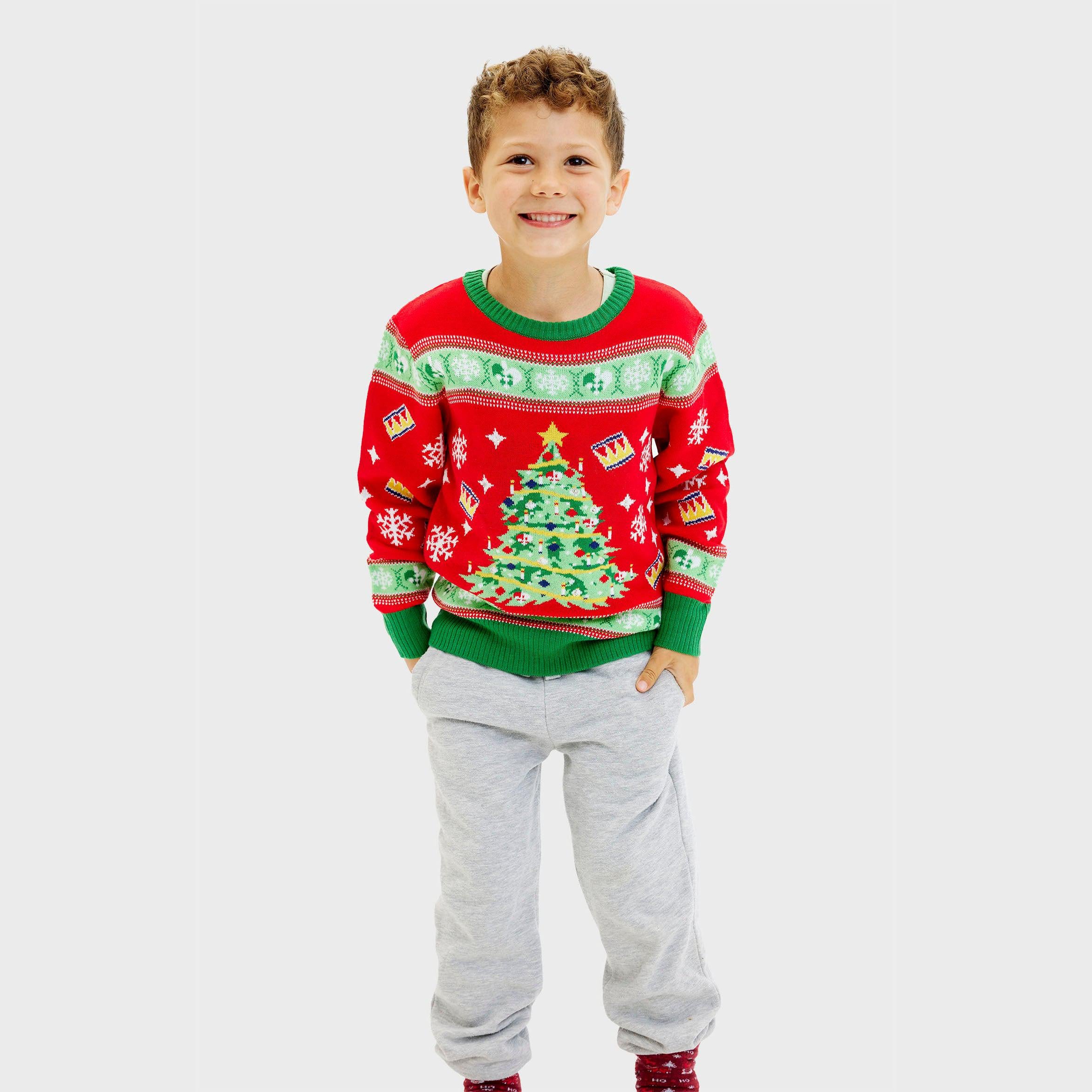 Pull De Noël De L'arbre LED Rouge - Enfants