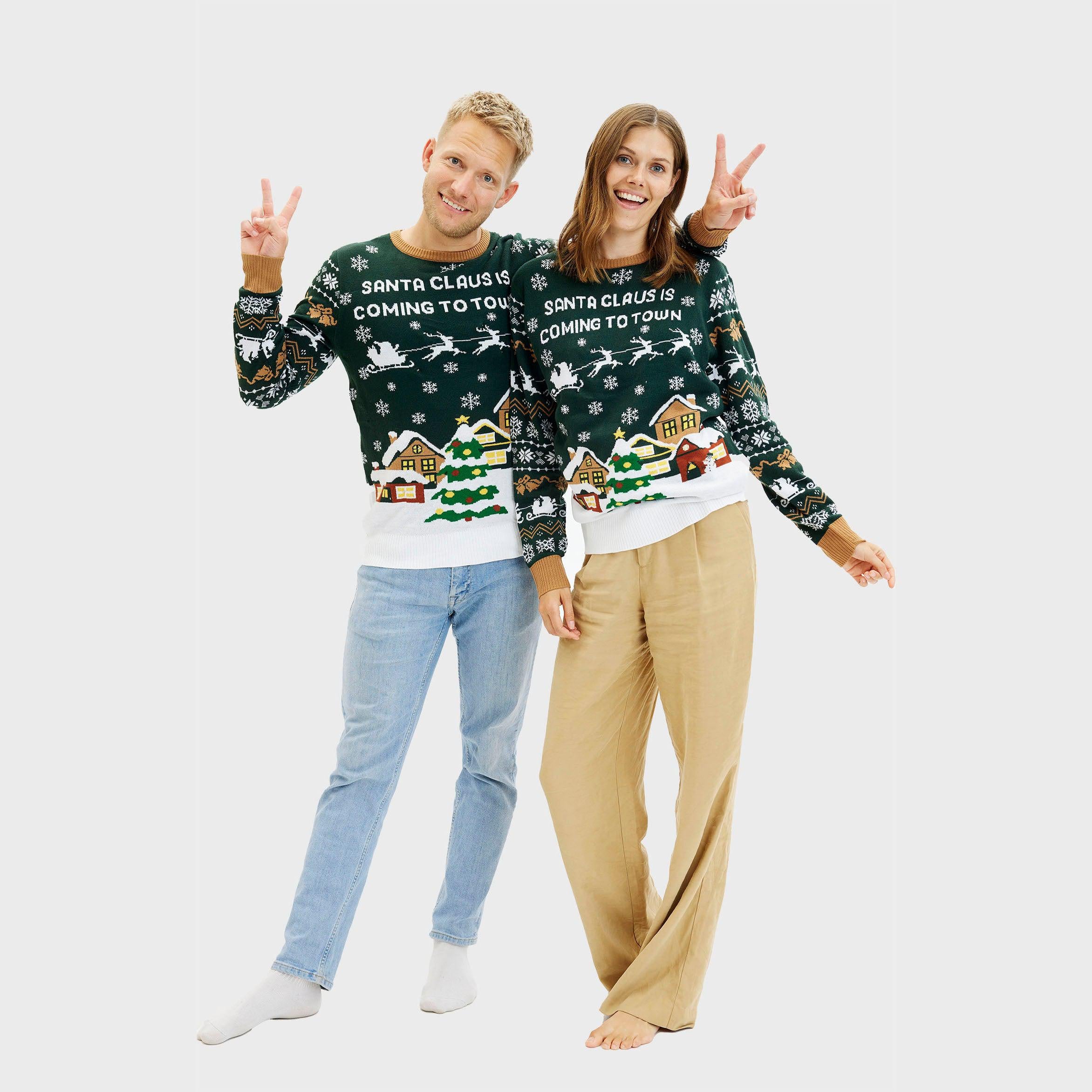 Santa Claus Is Coming To Town Vert LED - Femme