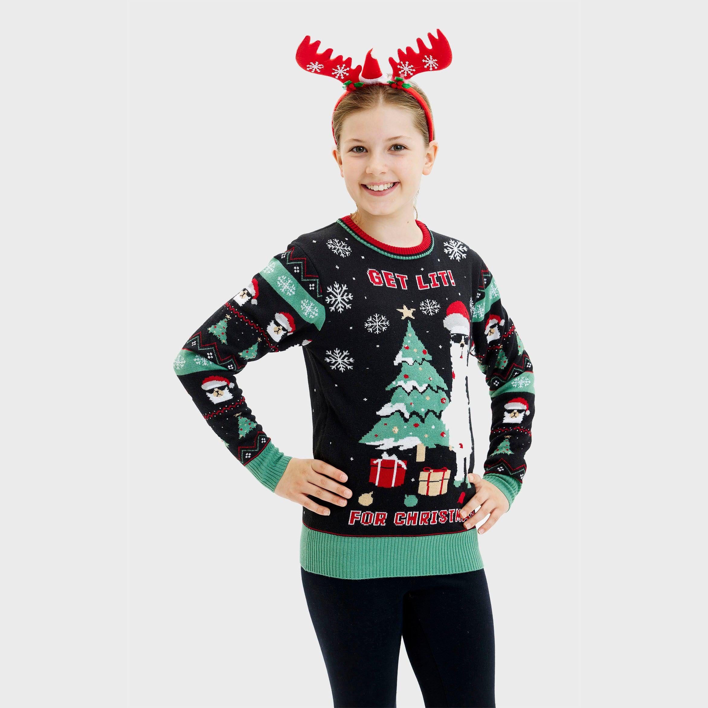 Get Lit Llama Christmas Sweater - Femme
