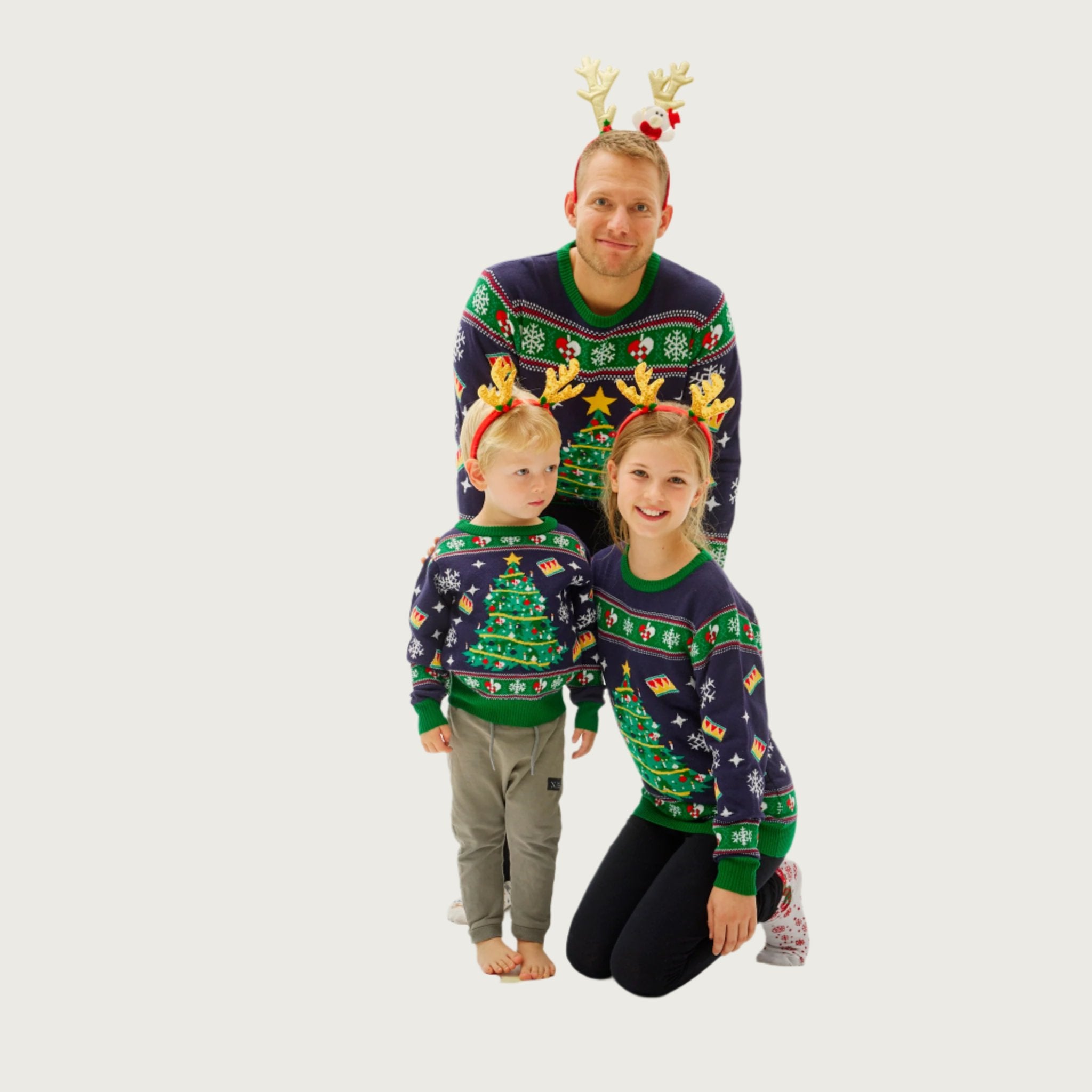 Kerstboom Kersttrui Blauw - Kinderen