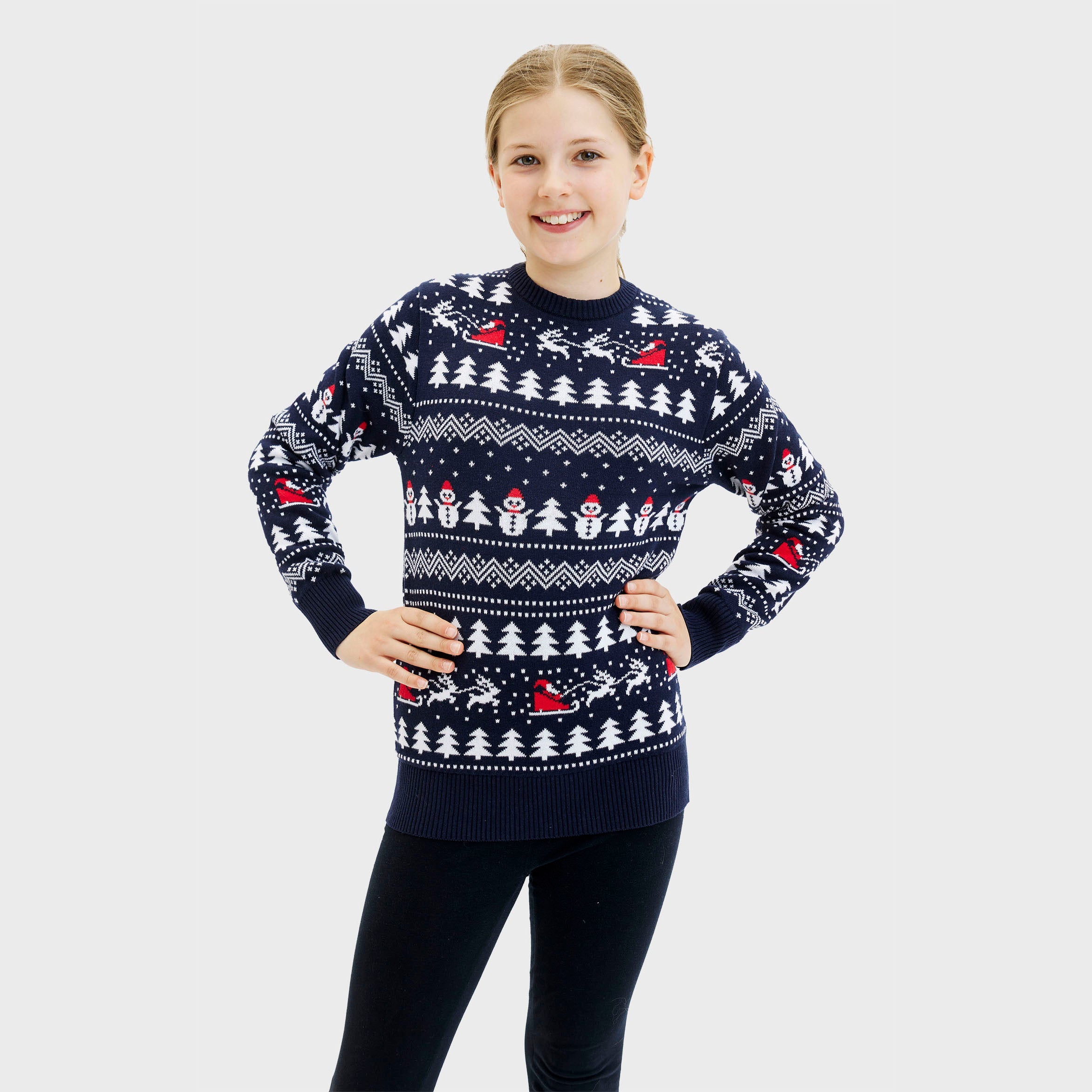 De stijlvolle kersttrui navy voor kinderen