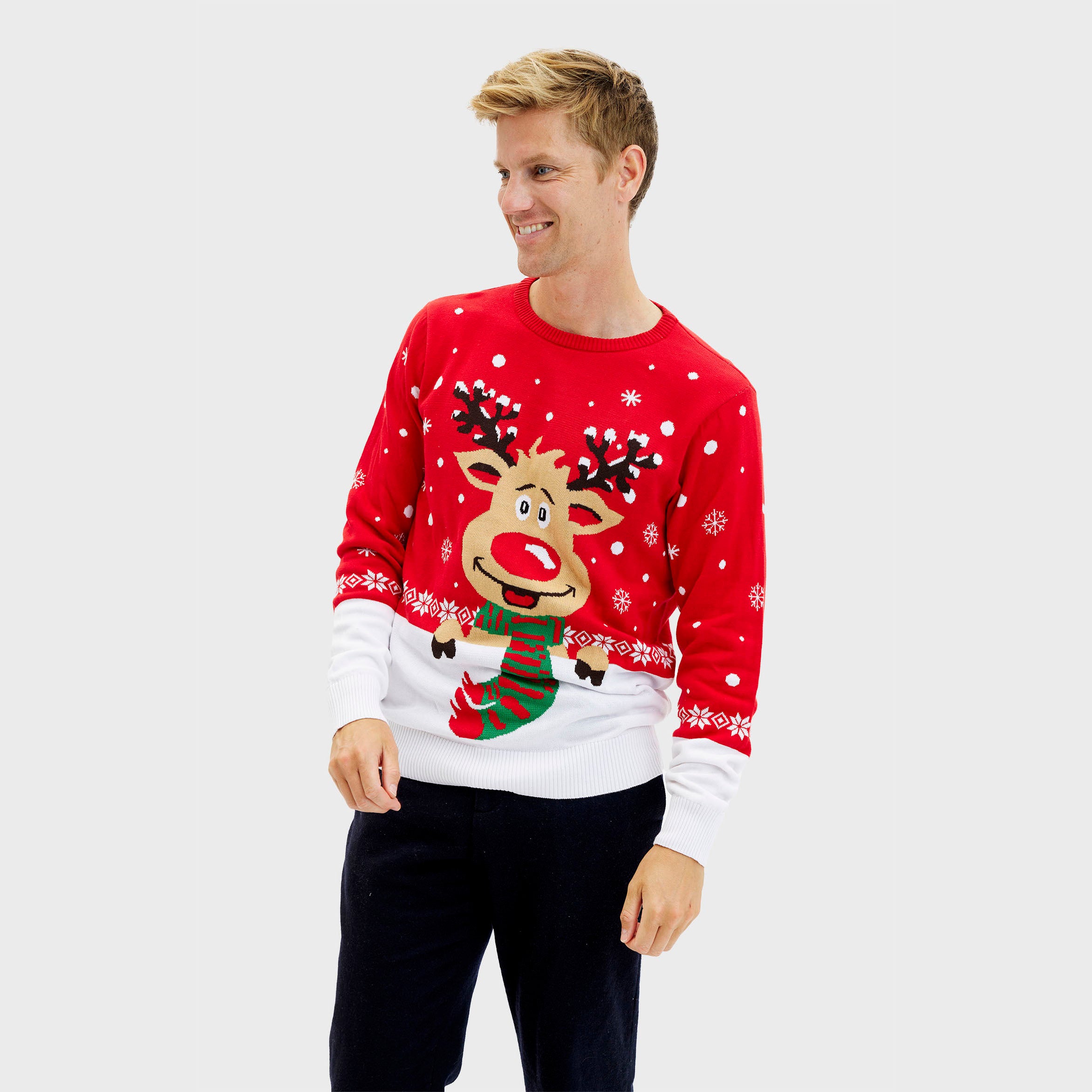 Pull De Noël De Rudolphe Rouge - Homme.