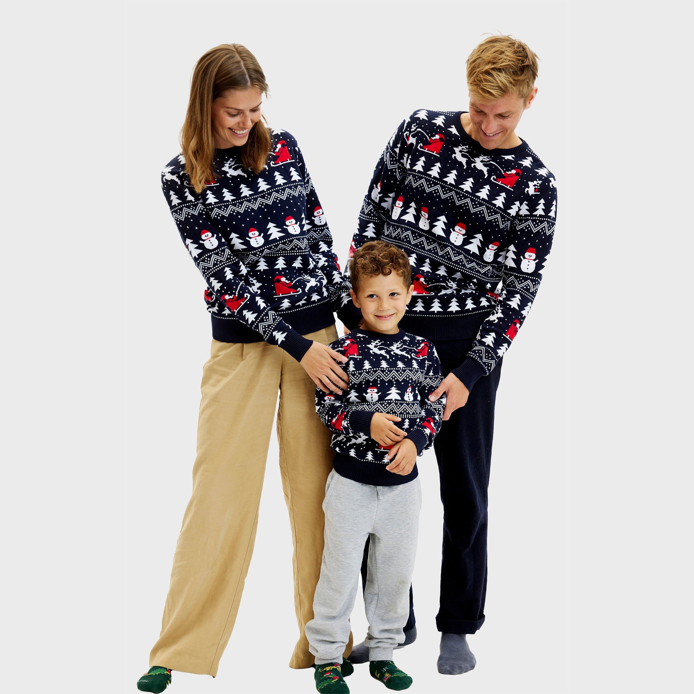 De stijlvolle kersttrui navy voor dames