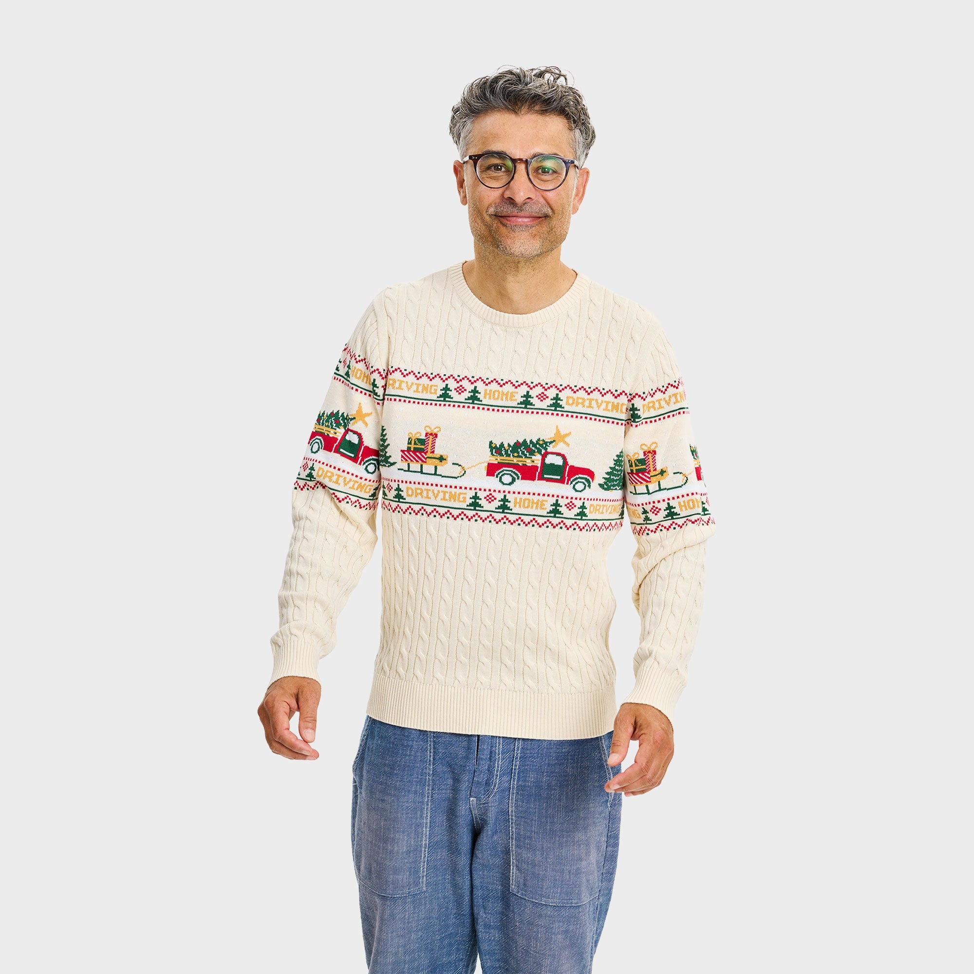 Driving Home Cable Knit kersttrui – Heren