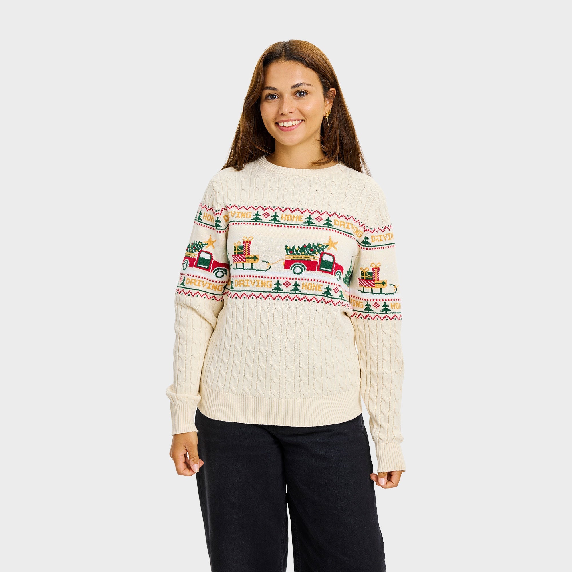 Driving Home Cable Knit kersttrui – Dames