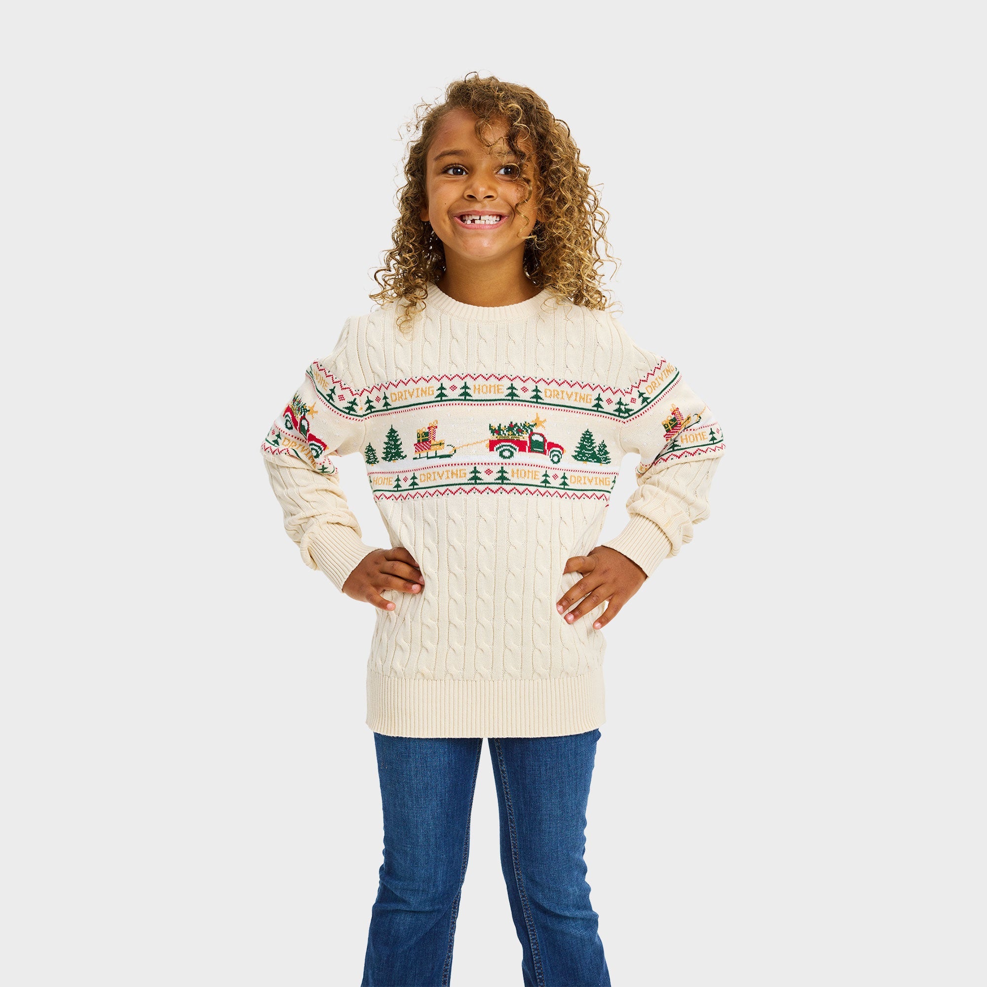 Driving Home Cable Knit kersttrui – Kinderen