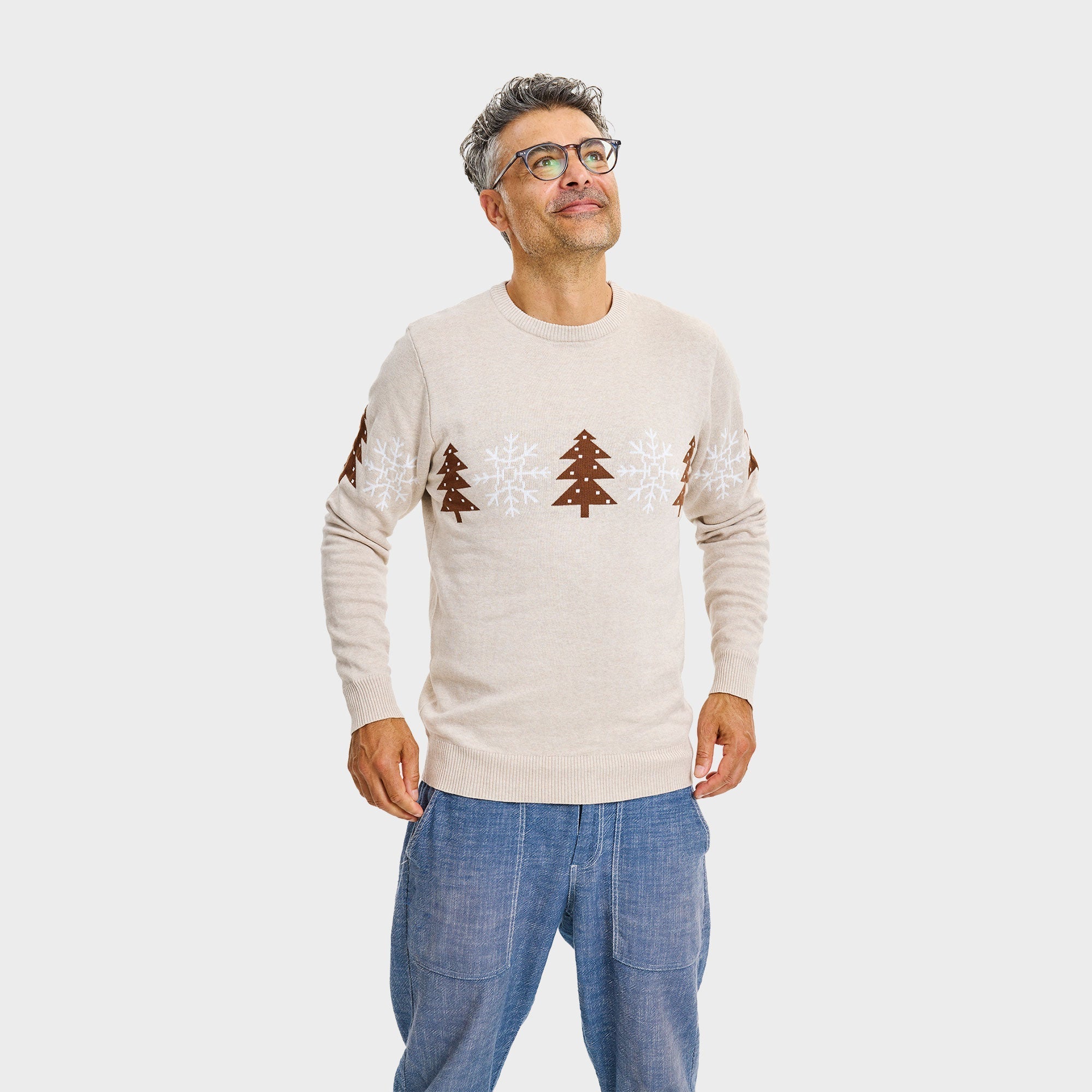 De beige wintertrui – Heren