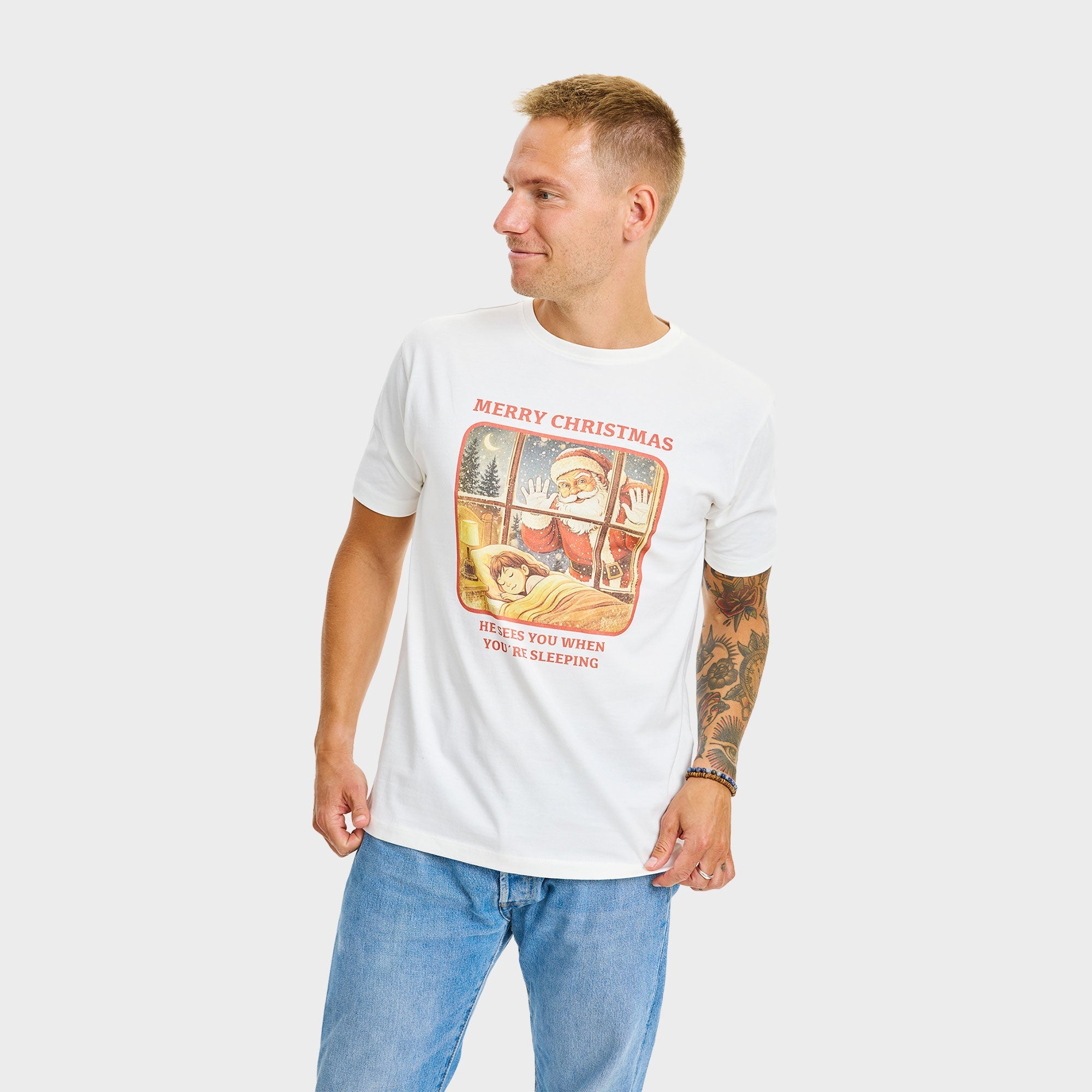 Santa Sees You T-shirt – Heren
