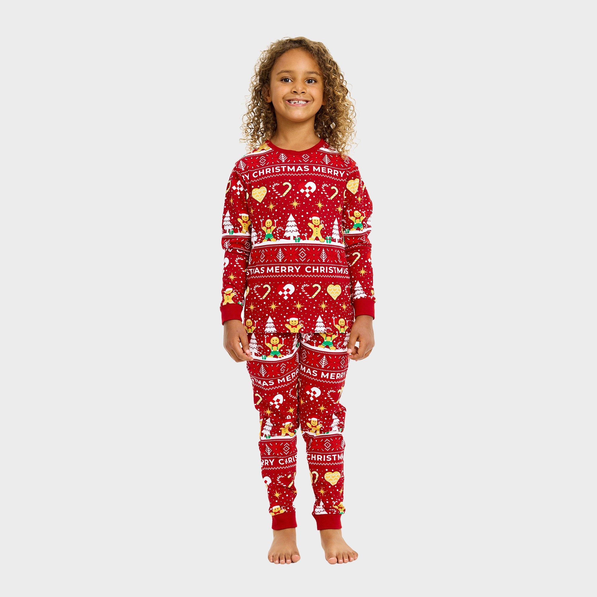 Christmas Cookie kerstpyjama rood voor kinderen