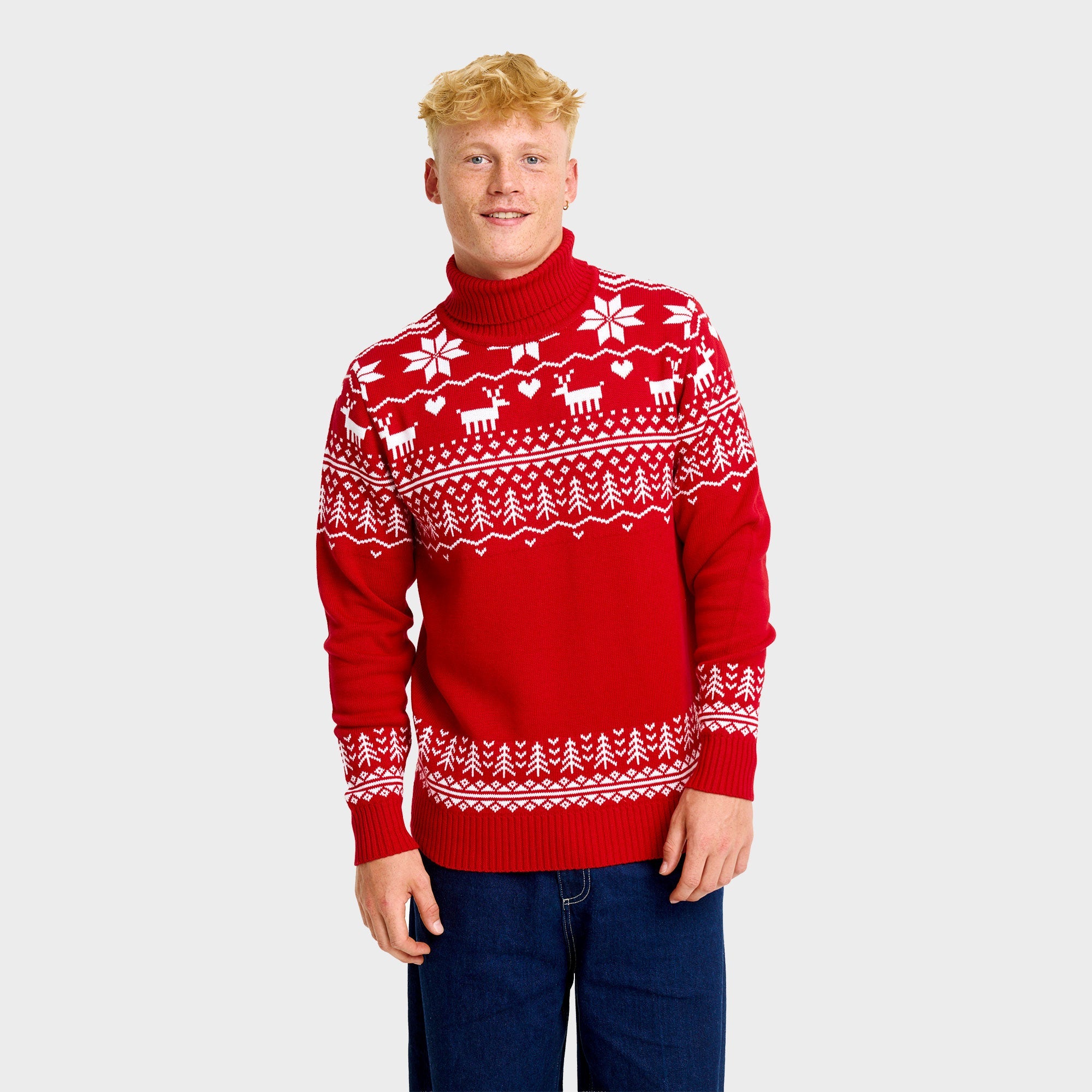 De groenlandse kerstcoltrui voor heren in rood