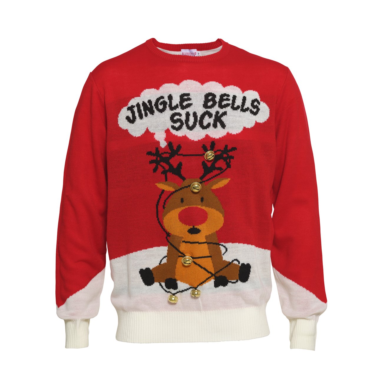 Un pull rouge de Noël avec la citation 