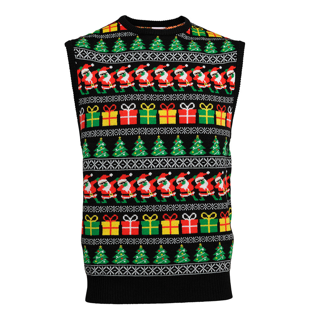 En julevest med julemønster på.