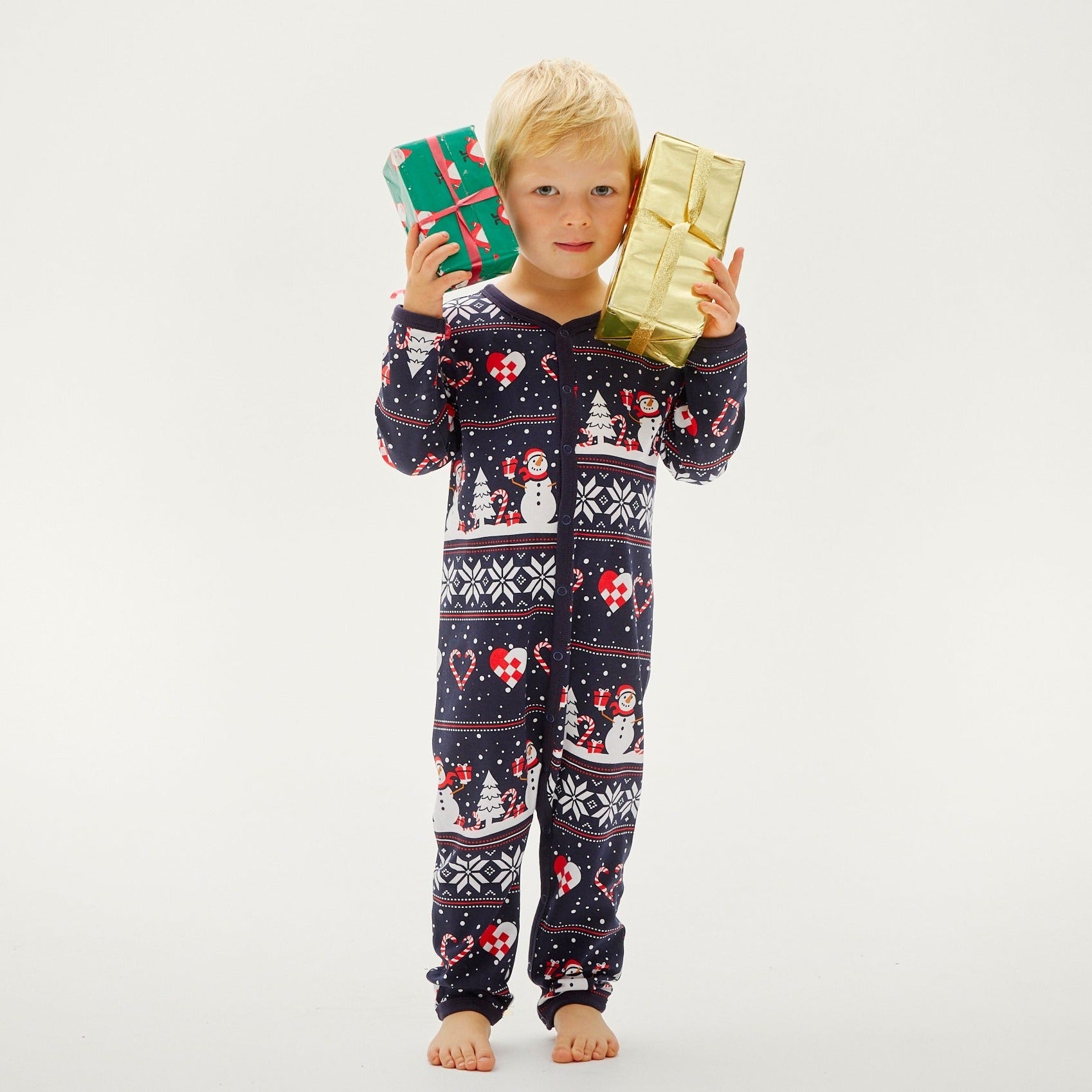 Christmas Heart Jumpsuit Navy - Baby.