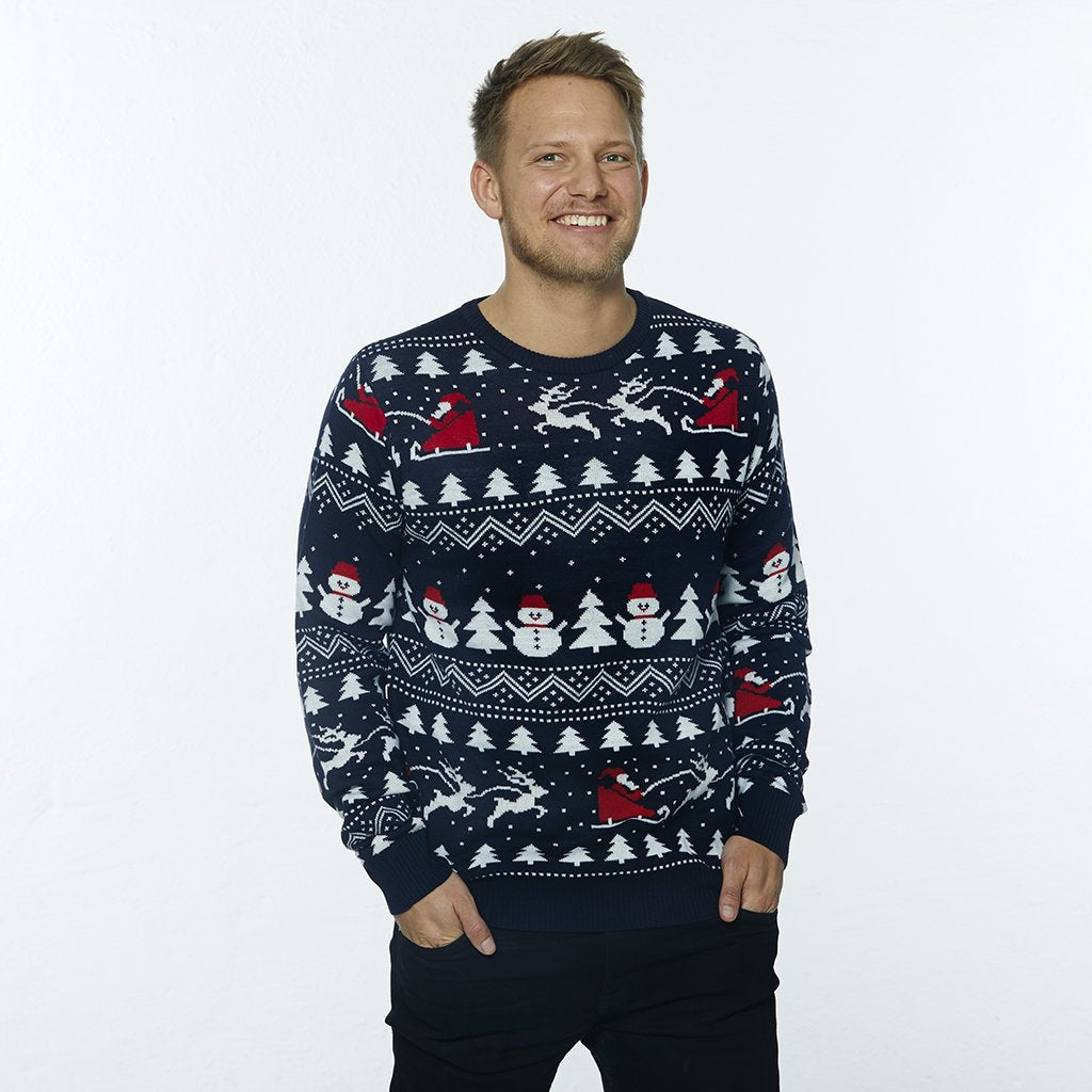 Le Pull De Noël Stylé Bleu - Homme.